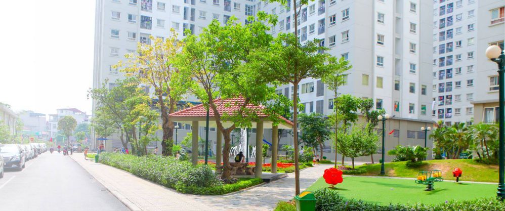 không gian sống xanh mát tại chung cư Ecohome 3 NOXH Hà Nội