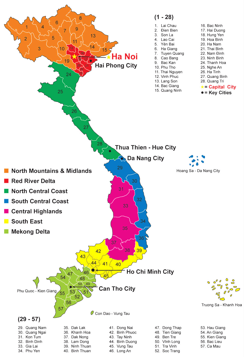 bản đồ Việt Nam - danh sách các tỉnh thành Việt NAM