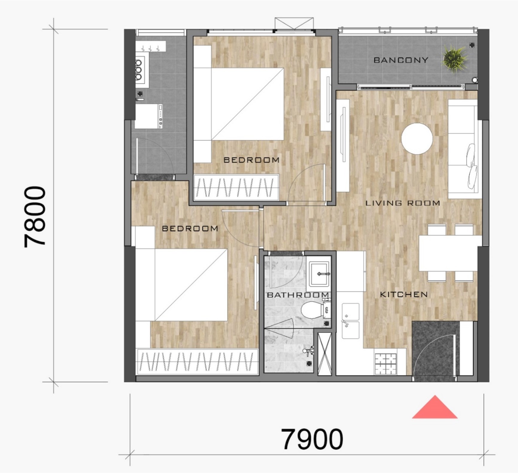 thiết kế layout mặt bằng căn hộ block AK NEO AK 10 AKARI CITY loại căn hộ B1