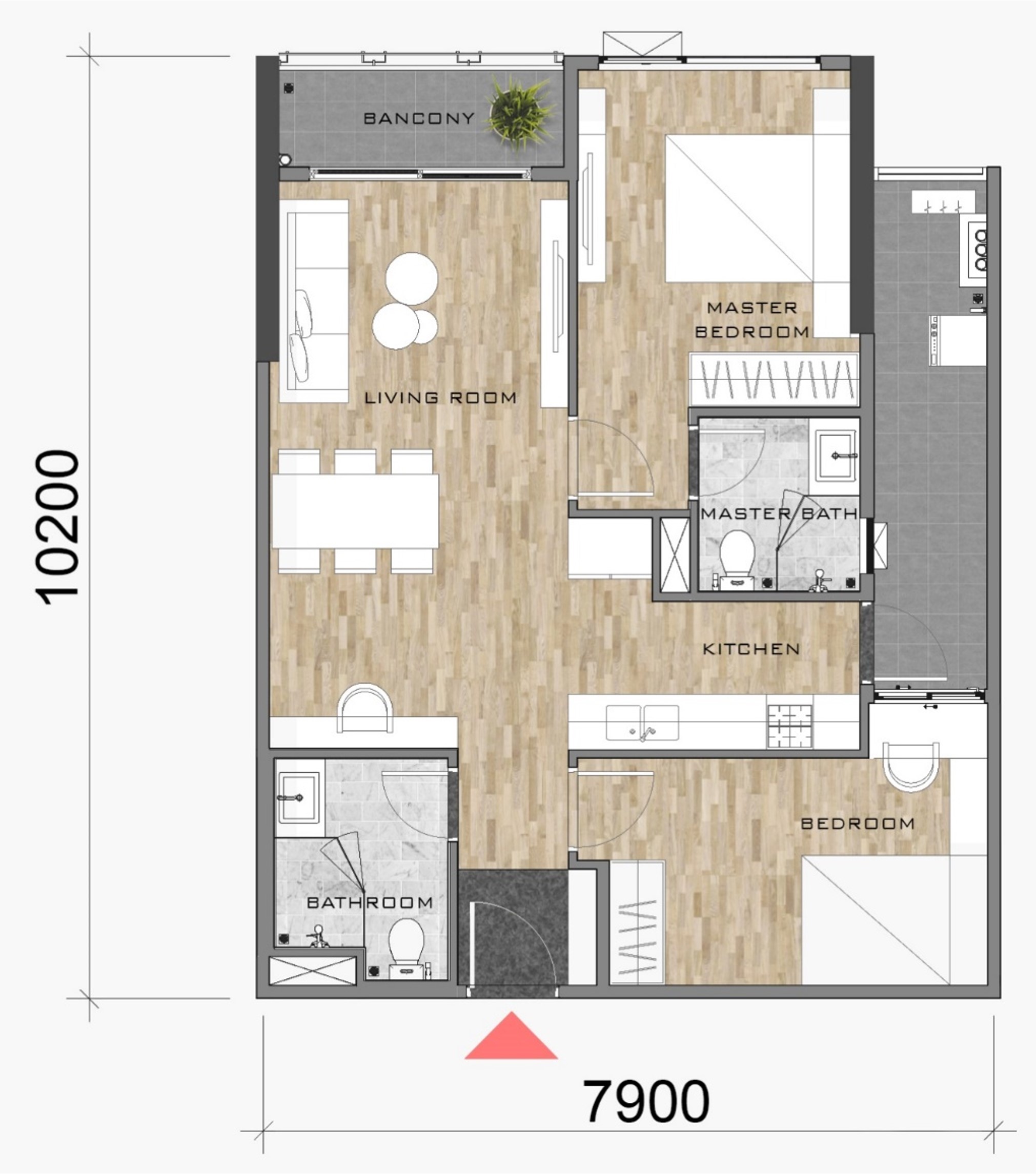 thiết kế layout mặt bằng căn hộ block AK NEO AK 10 AKARI CITY loại căn hộ B3