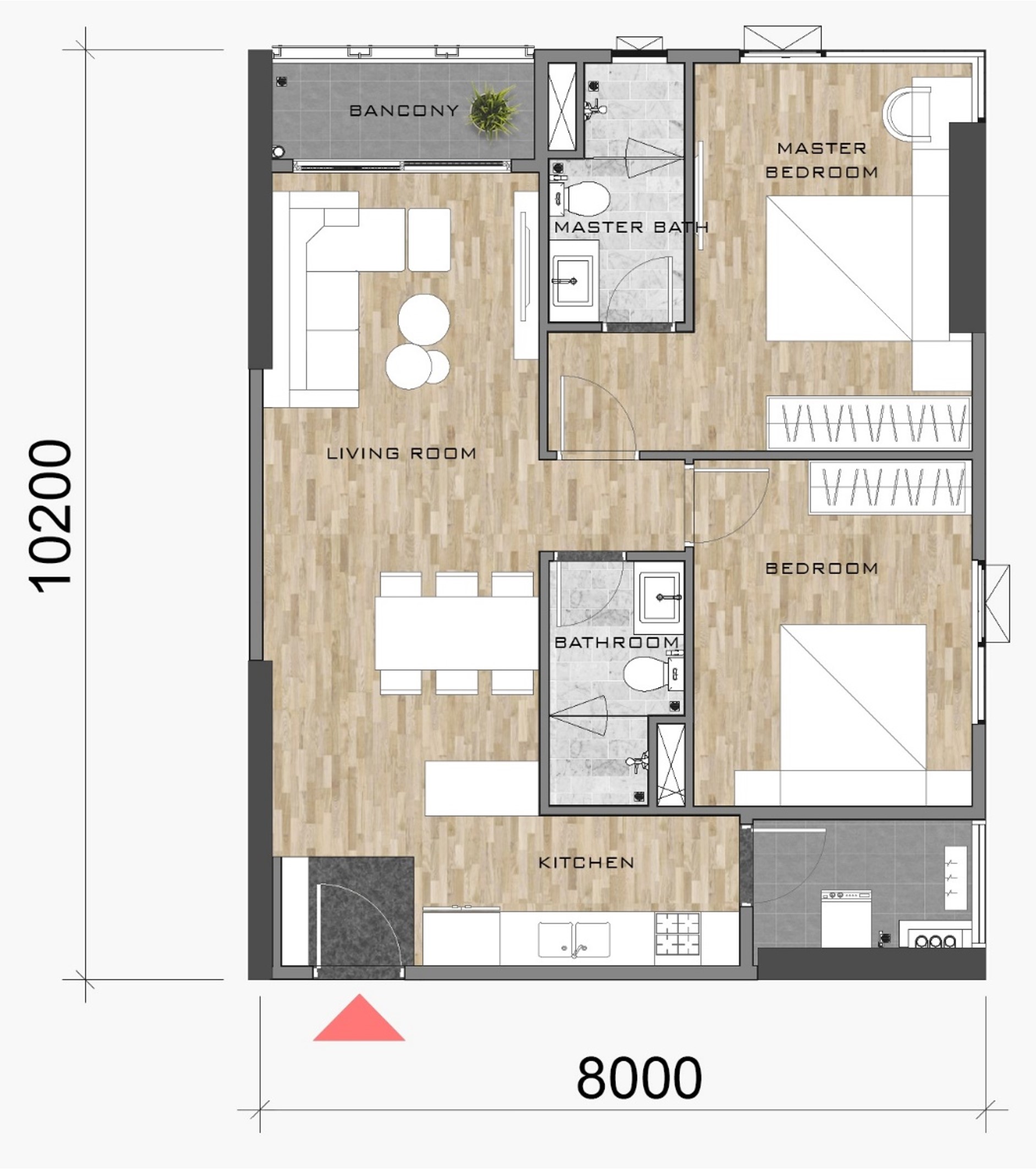 thiết kế layout mặt bằng căn hộ block AK NEO AK 10 AKARI CITY loại căn hộ B4