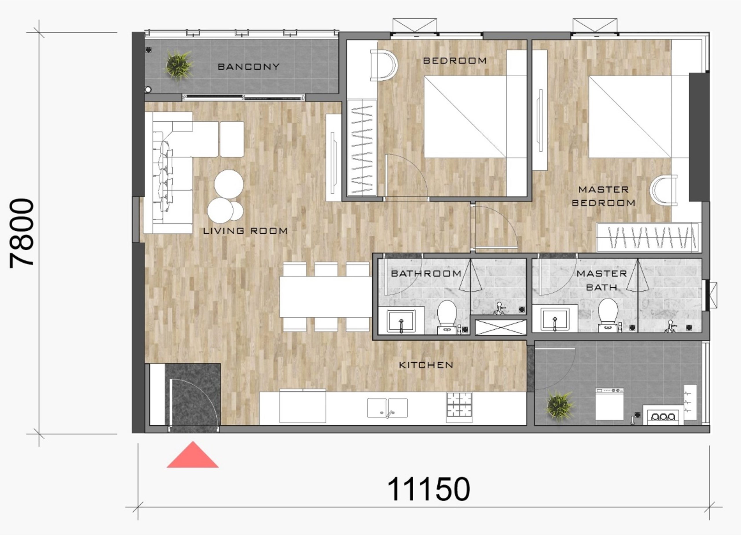 thiết kế layout mặt bằng căn hộ block AK NEO AK 10 AKARI CITY loại căn hộ B6