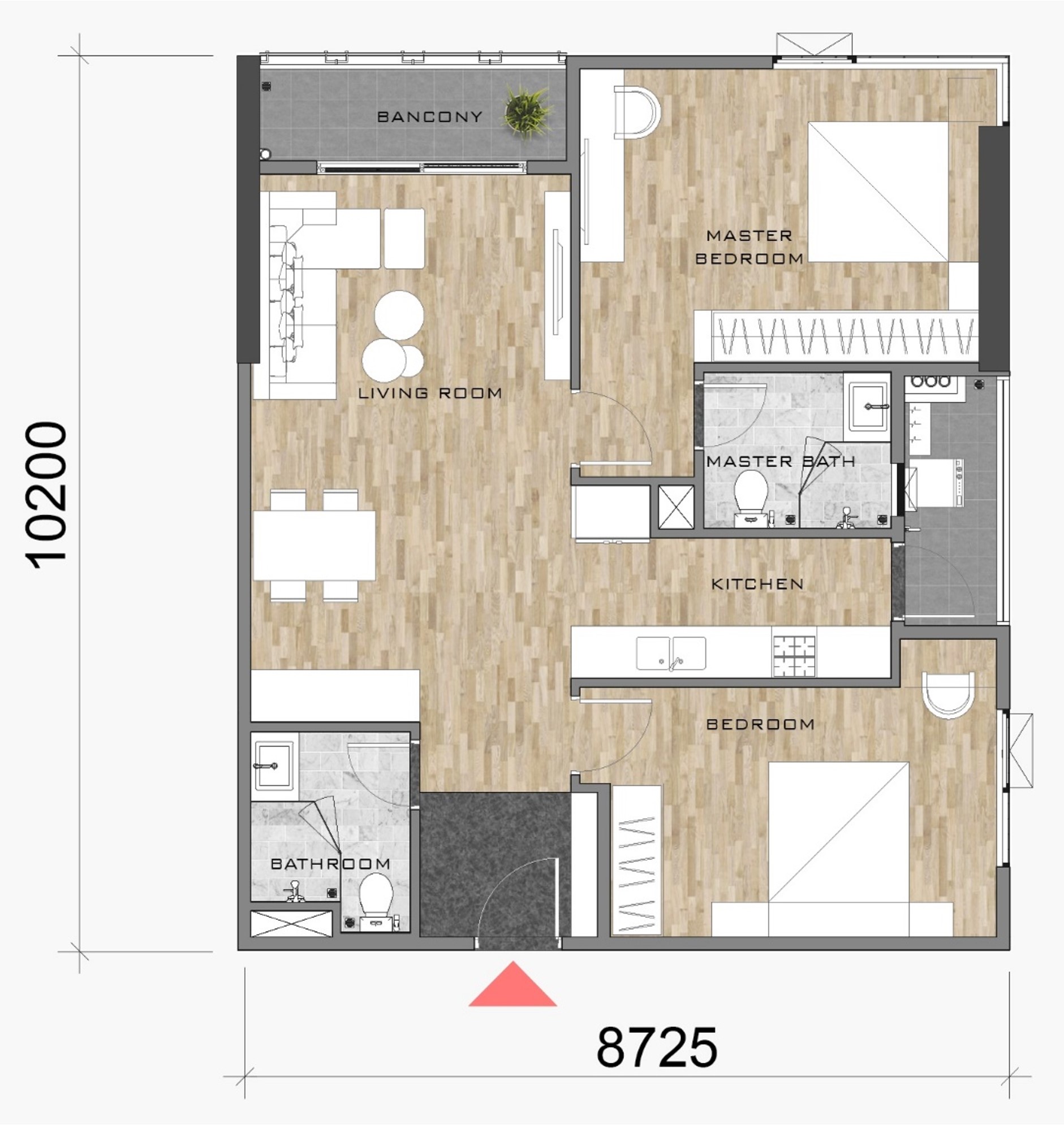 thiết kế layout mặt bằng căn hộ block AK NEO AK 10 AKARI CITY loại căn hộ B7
