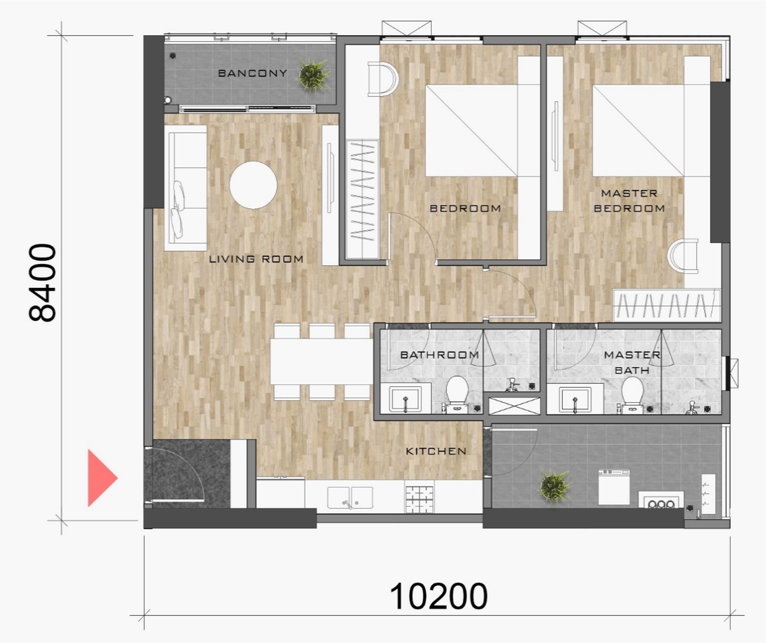 thiết kế layout mặt bằng căn hộ block AK NEO AK 10 AKARI CITY loại căn hộ B9