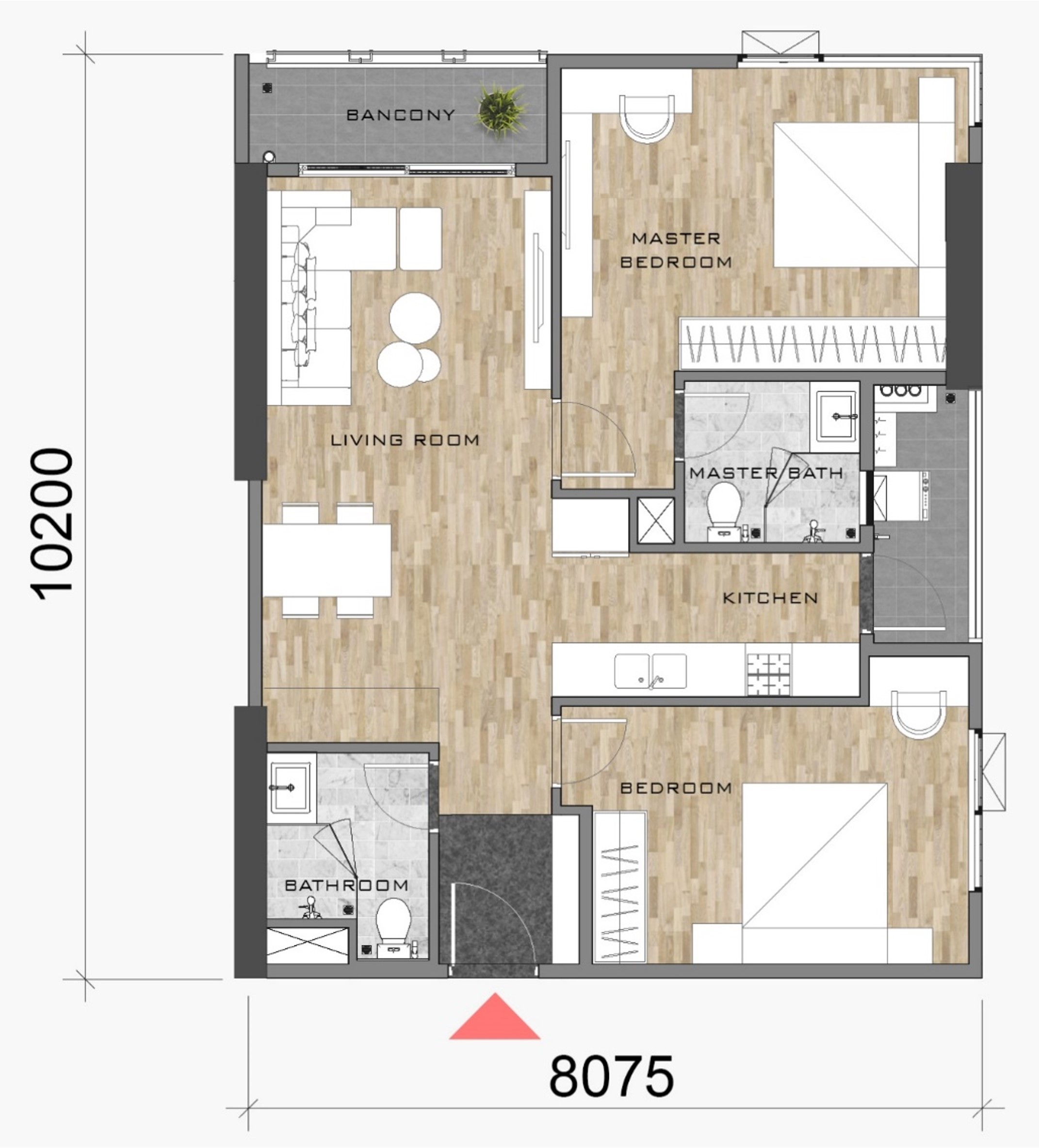 thiết kế layout mặt bằng căn hộ block AK NEO AK 10 AKARI CITY loại căn hộ C1