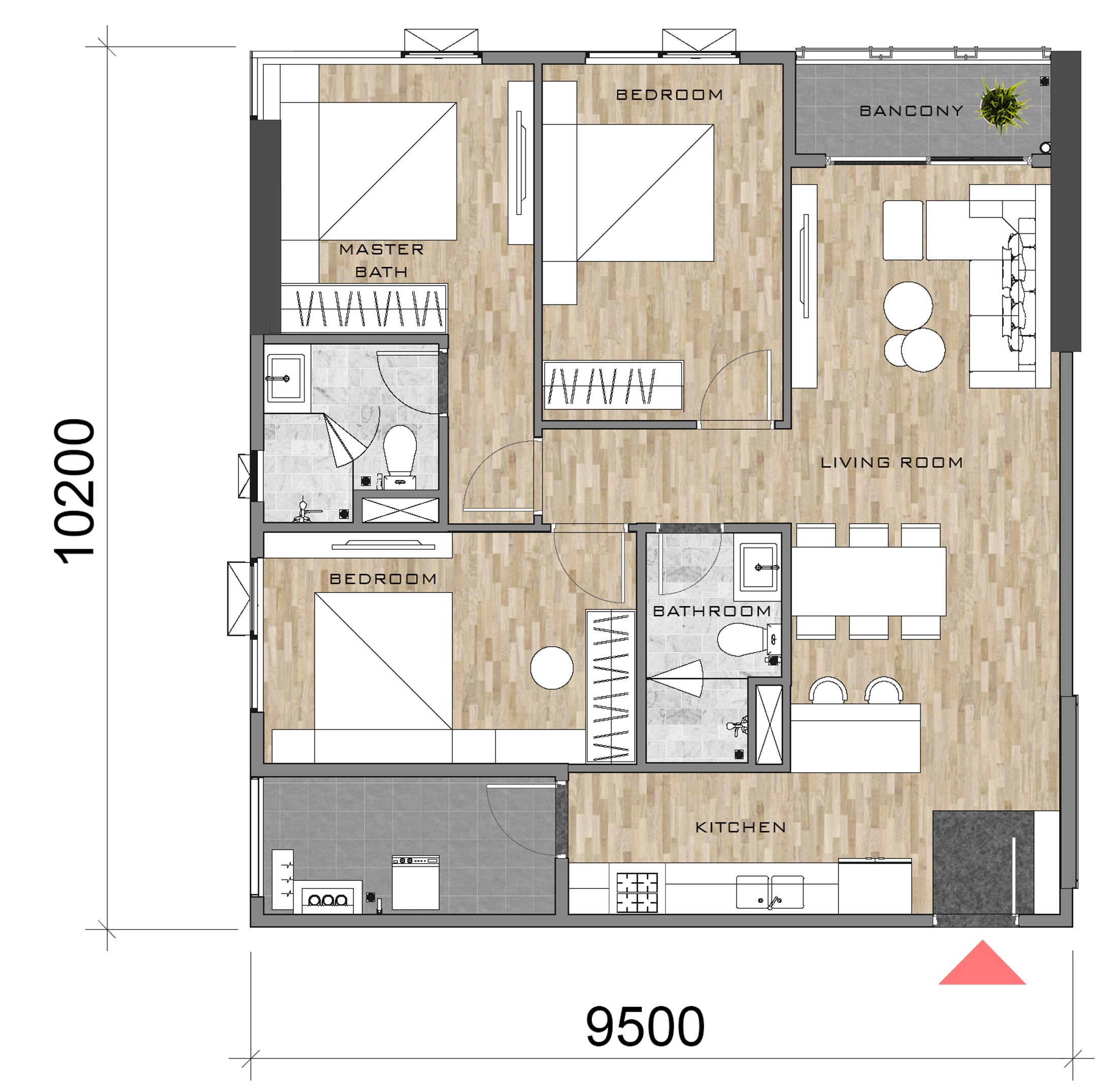 thiết kế layout mặt bằng căn hộ block AK NEO AK 10 AKARI CITY loại căn hộ C2