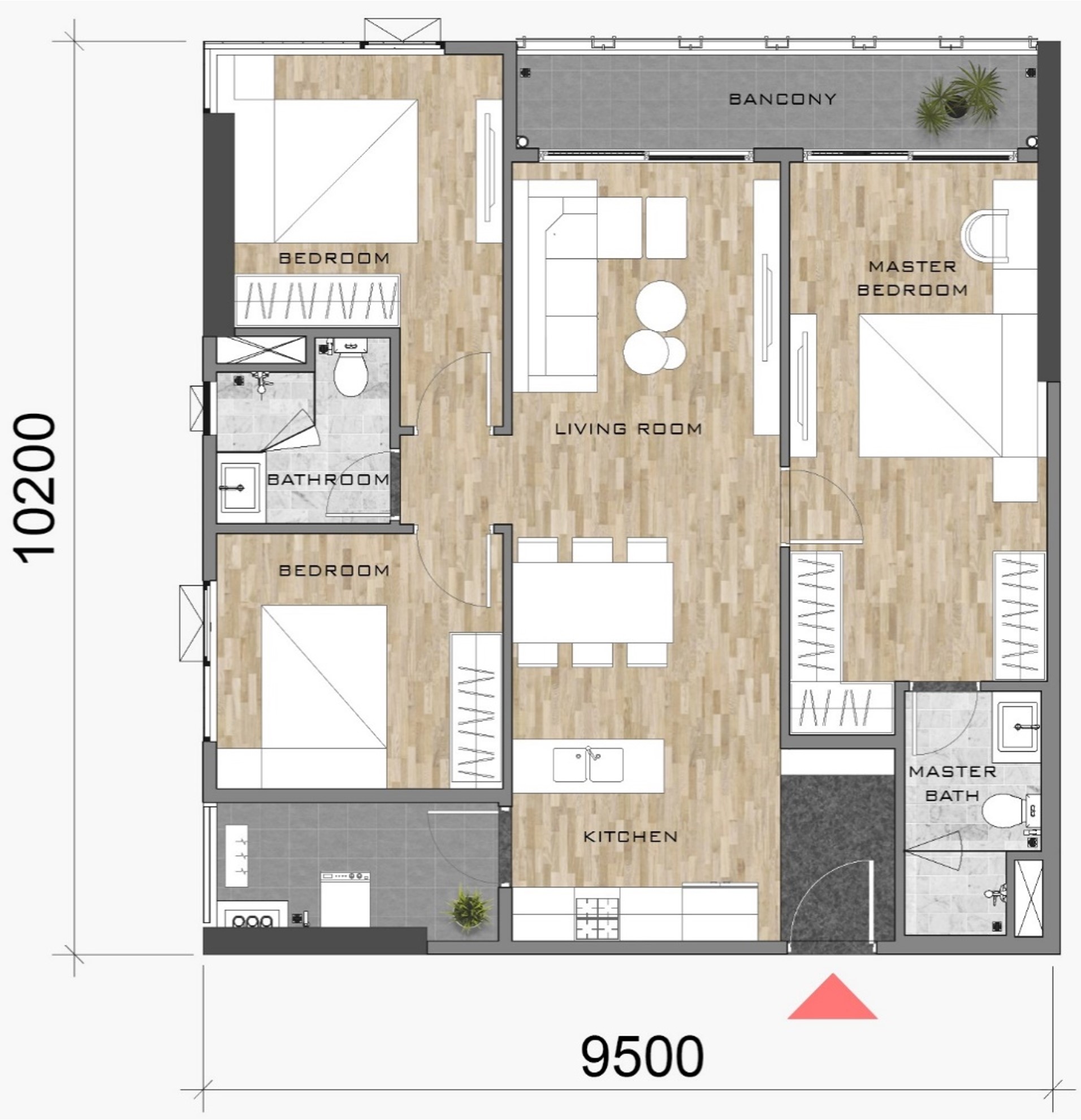 thiết kế layout mặt bằng căn hộ block AK NEO AK 10 AKARI CITY loại căn hộ C3