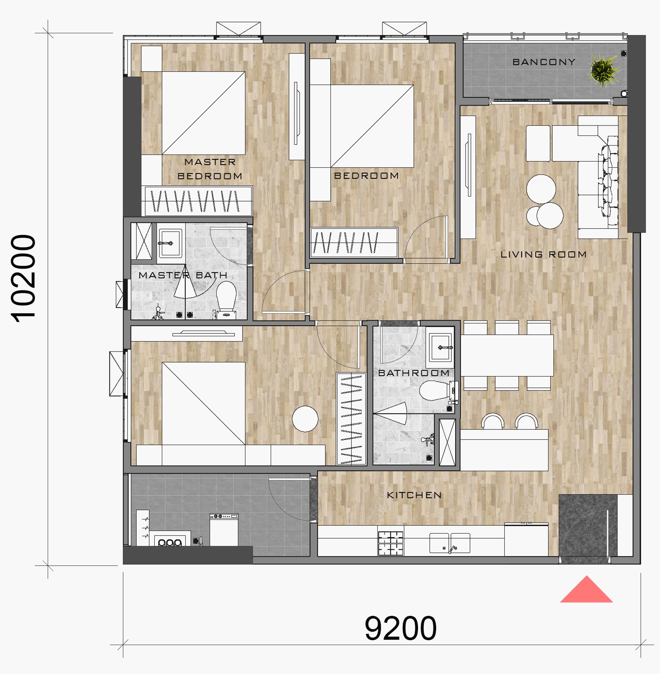 thiết kế layout mặt bằng căn hộ block AK NEO AK 10 AKARI CITY loại căn hộ C4