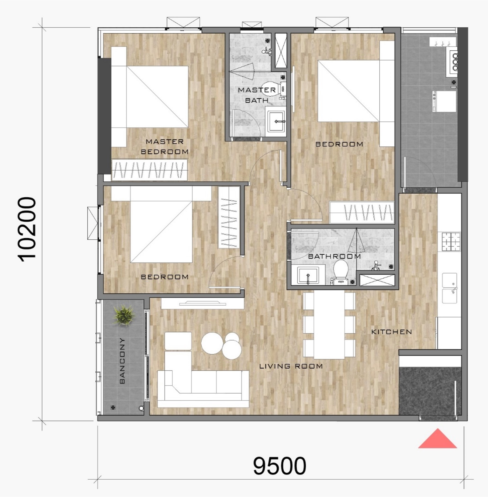 thiết kế layout mặt bằng căn hộ block AK NEO AK 10 AKARI CITY loại căn hộ C5