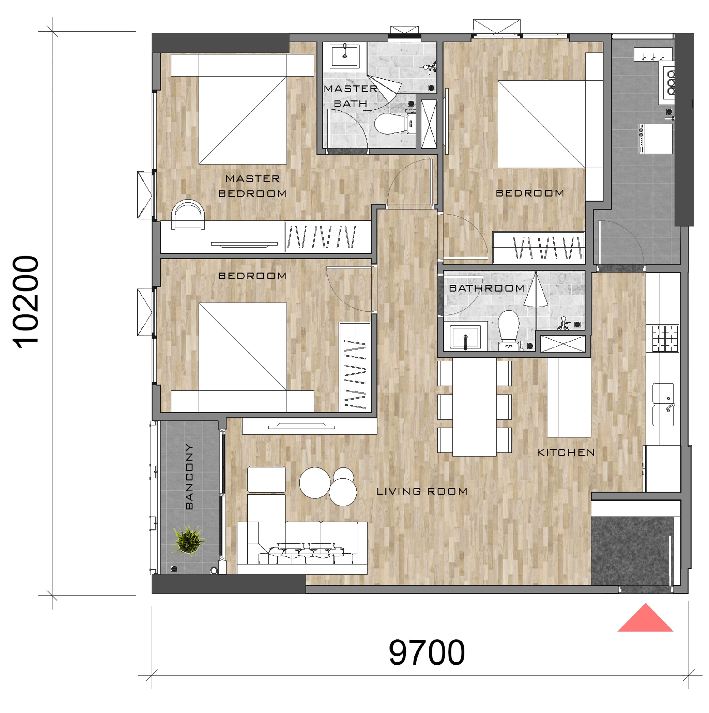 thiết kế layout mặt bằng căn hộ block AK NEO AK 10 AKARI CITY loại căn hộ C6