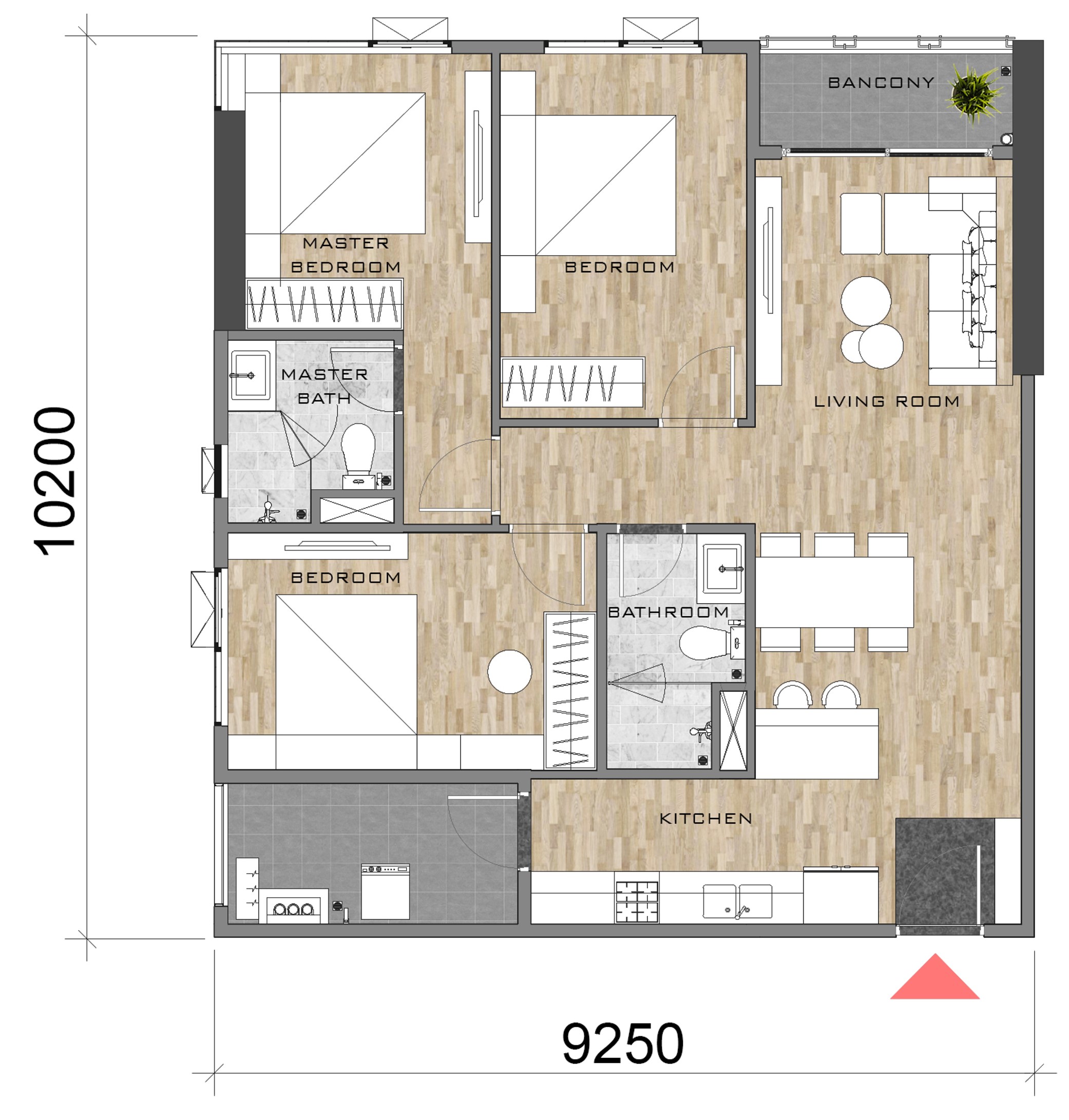 thiết kế layout mặt bằng căn hộ block AK NEO AK 10 AKARI CITY loại căn hộ C7