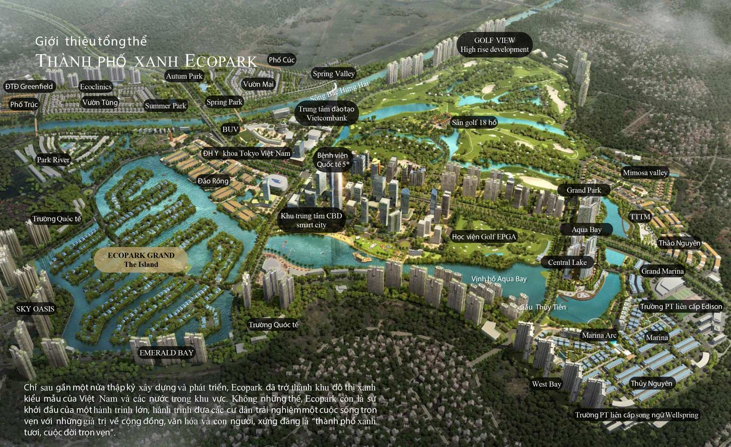 bản đồ tổng quan khu đô thị Ecopark Hưng Yên Hà Nội